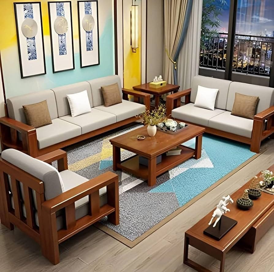 Kashmir Teak Sofa Set 3+2+1